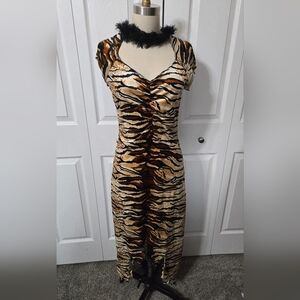 Tiger Print Costume Dress With Leg Slit, Medium (8-10), Sexy Costume, EUC